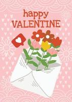 cute and sweet valentine's day art handraw card vector