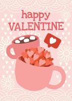 cute and sweet valentine's day handraw card vector