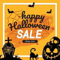 venta de halloween lindo diseño de banner vector