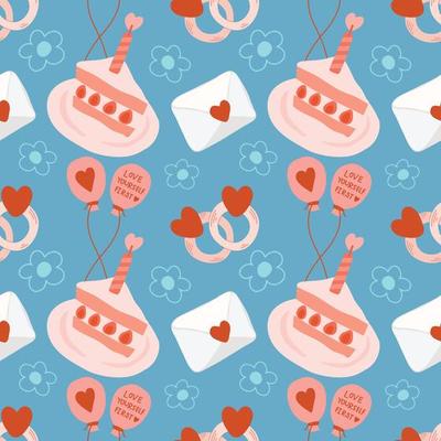 cute icons valentine seamless blue design for wrapping paper