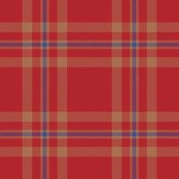 Plaid seamless pattern in red. Check fabric texture. Vector textile print.