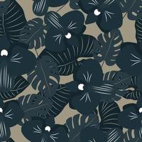 Seamless background with orchids and palm leaves. Tropics. Vector. vector