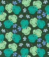 Tropical seamless pattern with exotic palm leaves. Tropical monstera. Hawaiian style.  Vector illustration.