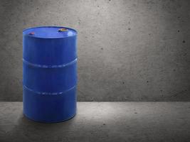 Blue oil tank on cement wall background photo