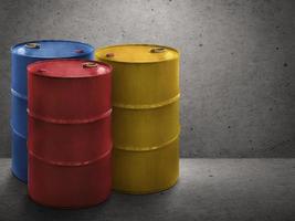 Oil tank on cement wall background photo