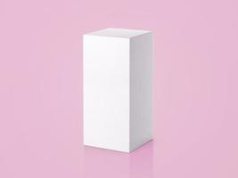 blank packaging white cardboard box isolated on pink background ready for packaging design photo