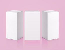 blank packaging white cardboard box isolated on pink background ready for packaging design photo