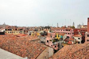 An aerial view of the red roofs of the town of Venice in Italy. photo