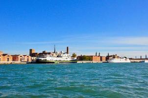 Venice city panorama from bigwater view. Italy photo