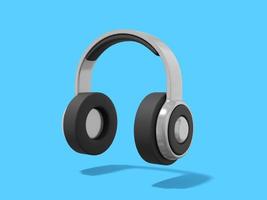 3d rendering. Realistic gray headphones on blue background. photo