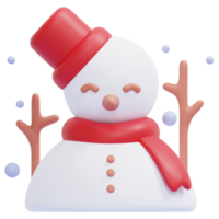 ilustración de icono de render 3d de muñeco de nieve png