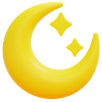 crescent moon 3d render icon illustration png