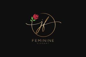 initial JF Feminine logo beauty monogram and elegant logo design, handwriting logo of initial signature, wedding, fashion, floral and botanical with creative template. vector