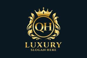 Initial QH Letter Royal Luxury Logo template in vector art for luxurious branding projects and other vector illustration.