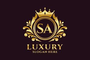 Initial SA Letter Royal Luxury Logo template in vector art for luxurious branding projects and other vector illustration.