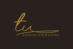 Initial TU Letter Signature Logo Template elegant design logo. Hand drawn Calligraphy lettering Vector illustration.