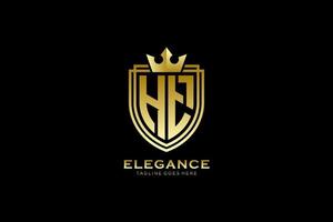 initial HT elegant luxury monogram logo or badge template with scrolls and royal crown - perfect for luxurious branding projects vector