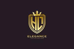 initial HL elegant luxury monogram logo or badge template with scrolls and royal crown - perfect for luxurious branding projects vector