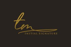 plantilla de logotipo de firma de carta inicial tm logotipo de diseño elegante. ilustración de vector de letras de caligrafía dibujada a mano.