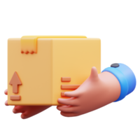 Hands carrying cardboard packages, 3d rendering illustration png