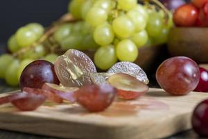 Large ripe grapes on the table photo