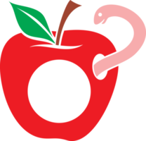 Worm in Red Apple Monogram Illustration png