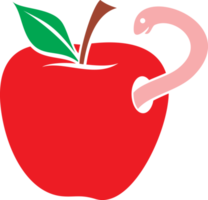 gusano en ilustración de manzana roja png