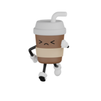 3d isolierte niedliche kaffeetasse zeichentrickfigur png