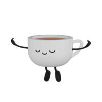 Personaje de dibujos animados de taza de café lindo aislado 3d