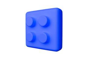 3D-Rendering der blauen Blocksymbolillustration auf schwarzem Hintergrund png