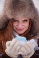 winter girl with gift photo