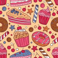 Dessert Cakes Seamless Pattern Background vector