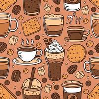 Coffee Beverages Seamless Pattern Background vector