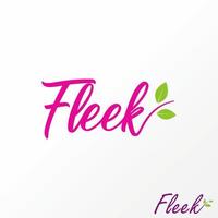 Simple and unique letter or word FLEEK handwritten font with leaves image graphic icon logo design abstract concept vector stock. Can be used as symbol related to initial or watermark