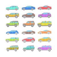 colección de coches de colores planos vector