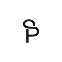 letter sp linked mono line logo vector