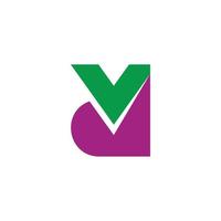 letter vd simple geometric colorful logo vector