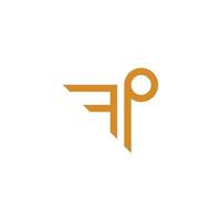 abstract letter p wings shape geometric simple logo vector