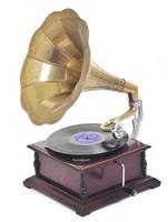 old gramophone on white photo