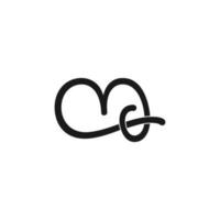 letra m curvas cinta hilo diseño logotipo vector