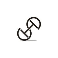 letter sh simple linked geometric linear shadow logo vector