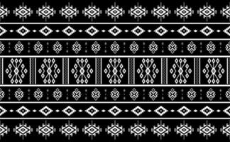 Ethnic pattern vector, Abstract geometric background, Black and white seamless fabric vector