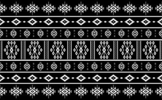 Ethnic pattern vector, Abstract geometric background, Black and white seamless fabric vector