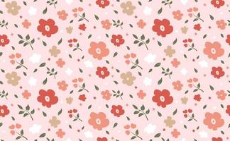 Beautiful flowers pattern pink background design, Abstract seamless floral and leaf vector