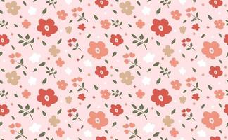 Beautiful flowers pattern pink background design, Abstract seamless floral and leaf vector