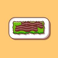 Big bacon with lettuce vector and illustration