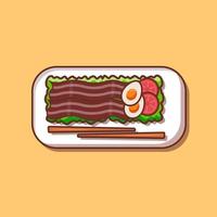 icono plano de rebanada de tocino cortado ilustración y vector de carne de cerdo y res