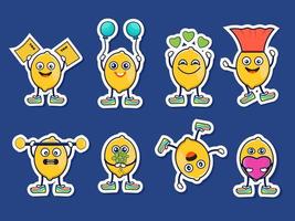 Funny Lemon Character with different emotion vector illustration