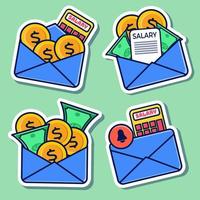 Salary  icon design set for business icon, dollar and envelope vector illustration