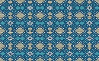 Blue and Yellow Embroidery Pattern, Square Knitted Diagonal Background, Rhombus Vector Cloth Classic retro